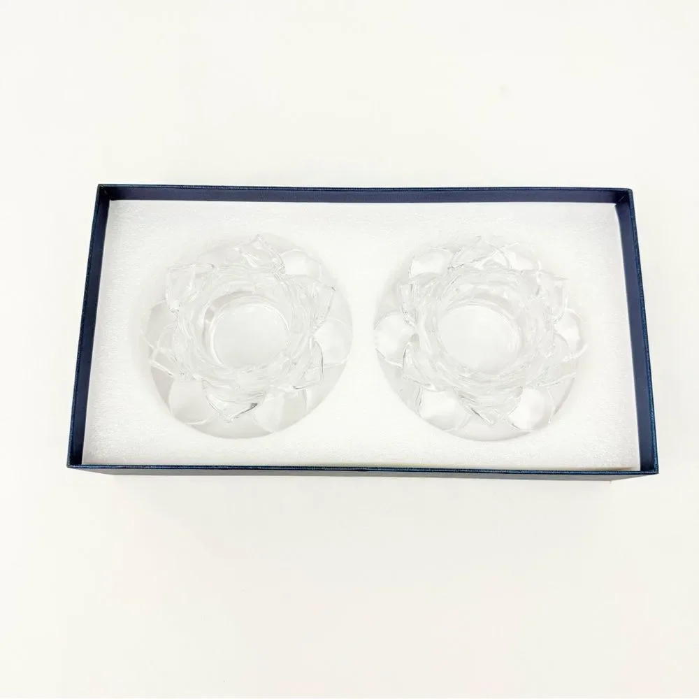 Slymeay Crystal Lotus Flower Candleholders Set of 2 Wedding Gift Anniversary